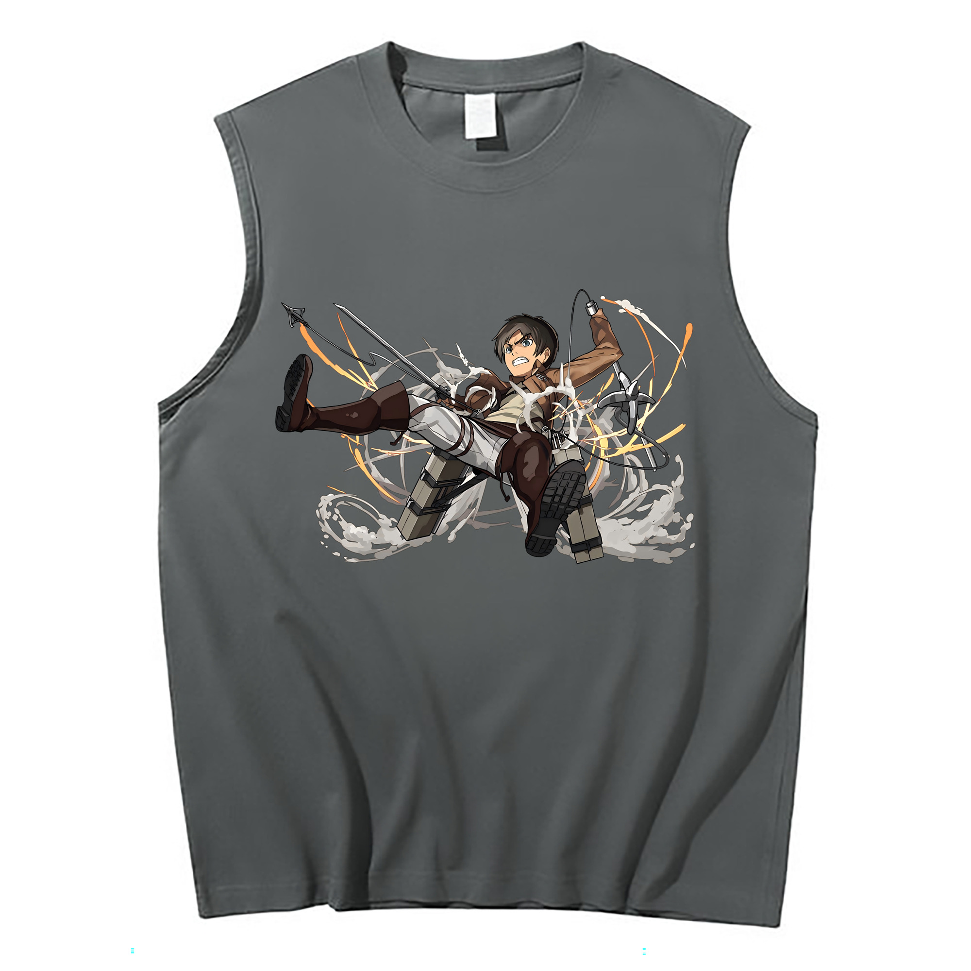 （画像用） 進撃の巨人 エレン･イェーガー Attack on Titan Eren Jäger コットン100％タンクトップ（フロントプリント）